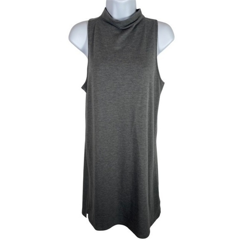 Aerie Womens SZ XS Sleeveless Mock Neck Dress Keyhole Back Gray Jersey Knit-1762